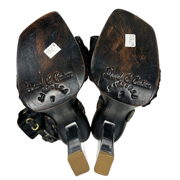 David C Couture Pony Hair Wooden Lucite Square Toe Made in USA Platform Heels 7 - Picture 7 of 9